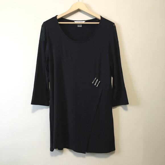 Nygard Dark Bluish Black Modern Rayon Jersey Tunic Dress or Shirt - Picture 1 of 16